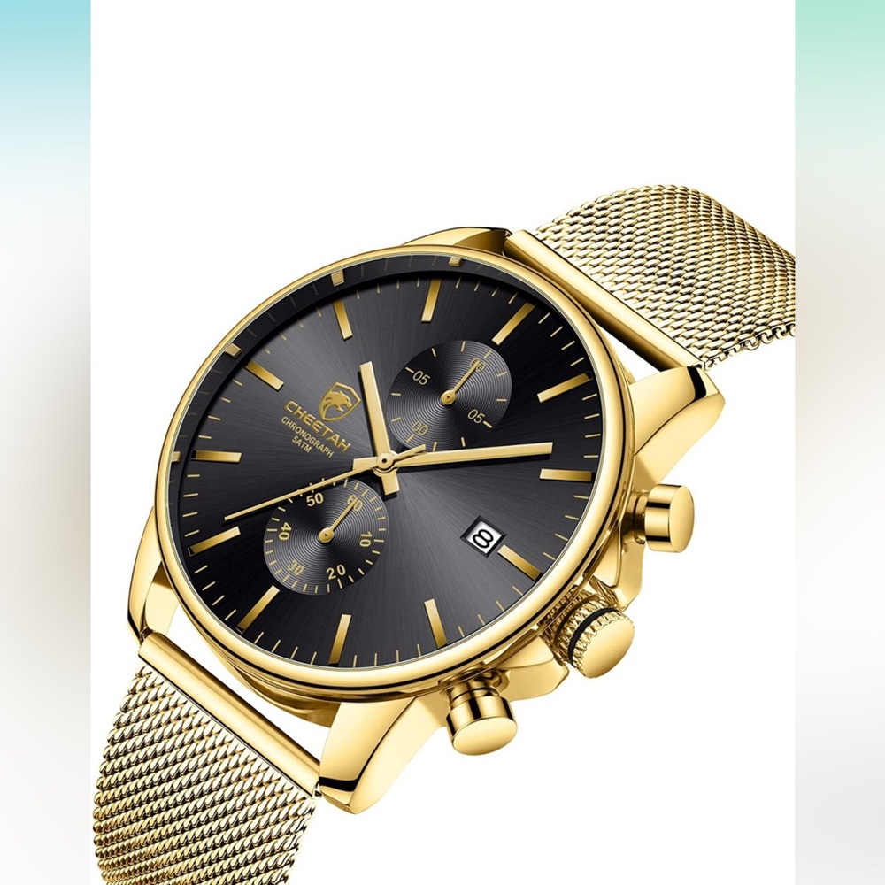 GOLDEN HOUR Men’s Gold Chronograph Watch NWT